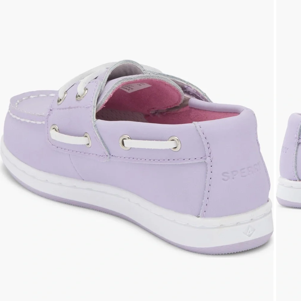 NWT Sperry Kids Lavender Boat Shoe with White Laces 10M